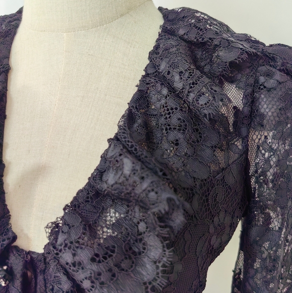 Self-Portrait Black Lace Ruffle Maxi Dress - Picture 12 of 13